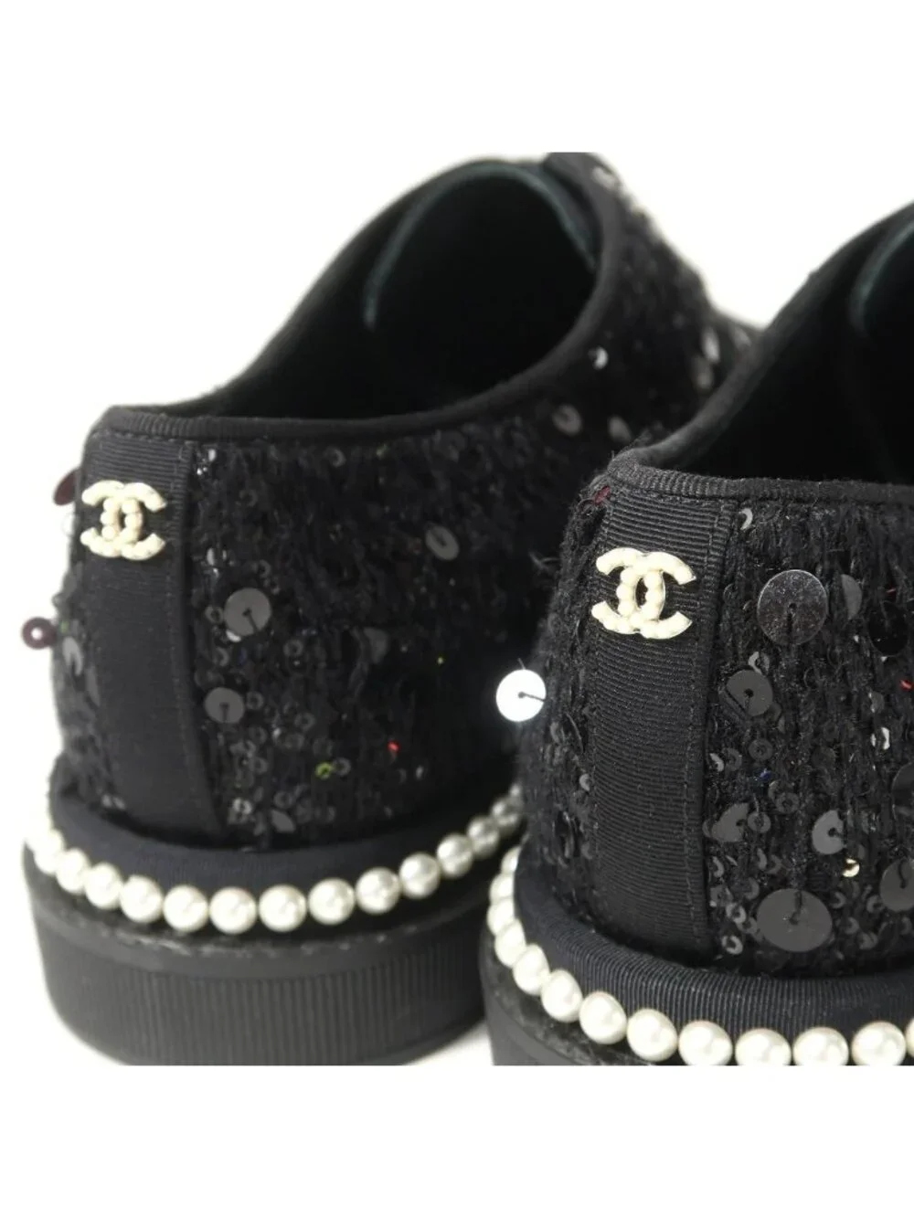Chanel Sneakers CC Logo Sequins Faux Pearl 35